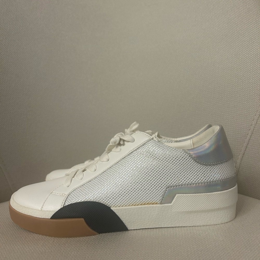 Stylish White and Silver Sneakers